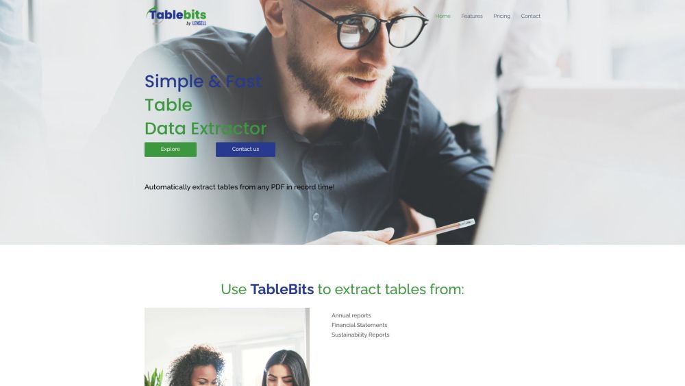 TableBits Website screenshot