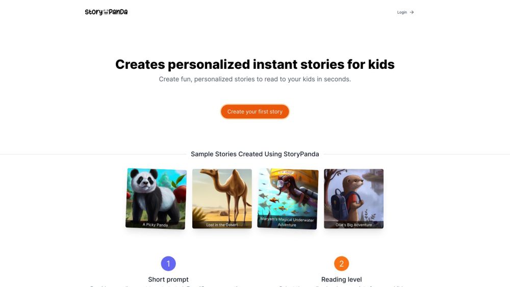 StoryPanda Website screenshot