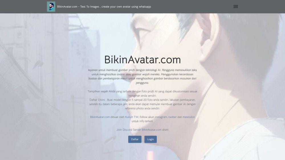 BikinAvatar.com - Text To Images Website screenshot