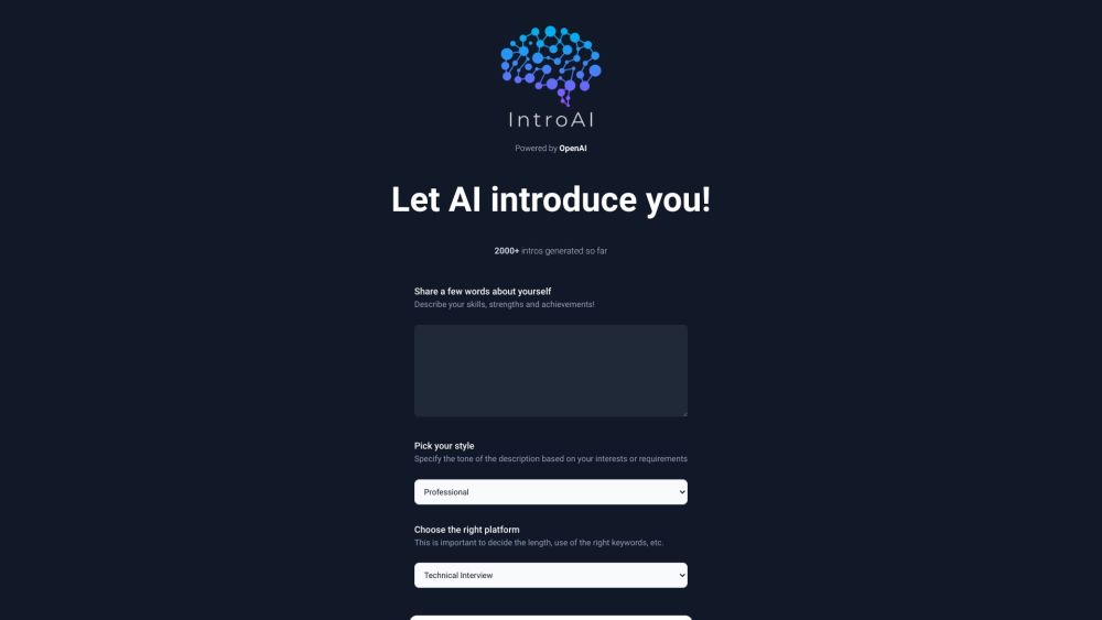 IntroAI Website screenshot