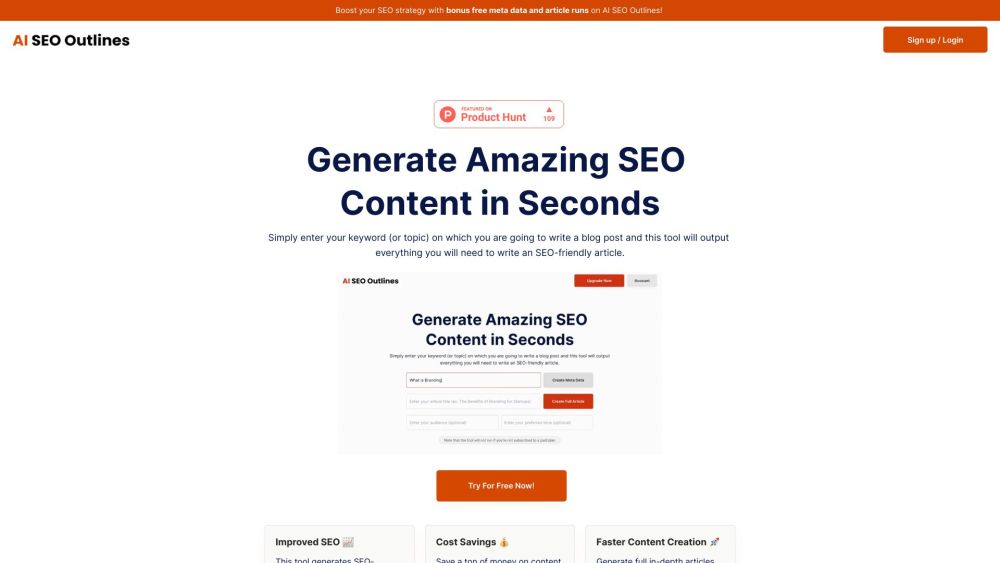 SEO Content Generator Website screenshot