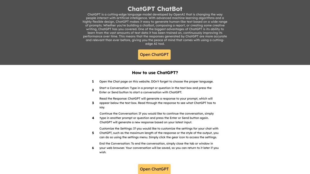 ChatGPT Website screenshot