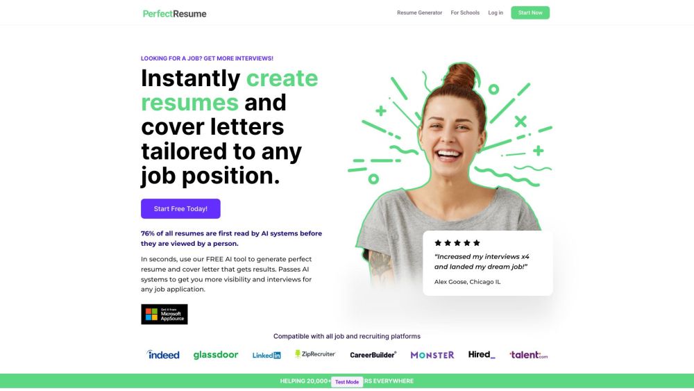 Perfect Resume Website screenshot