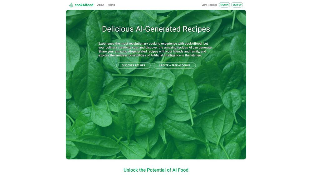 cookAIfood Website screenshot