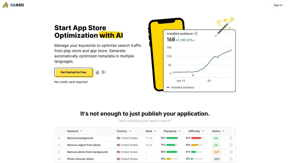 AirASO - Easy App Store Optimization with AI Website screenshot