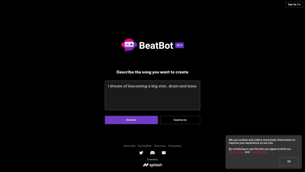 BeatBot Website screenshot