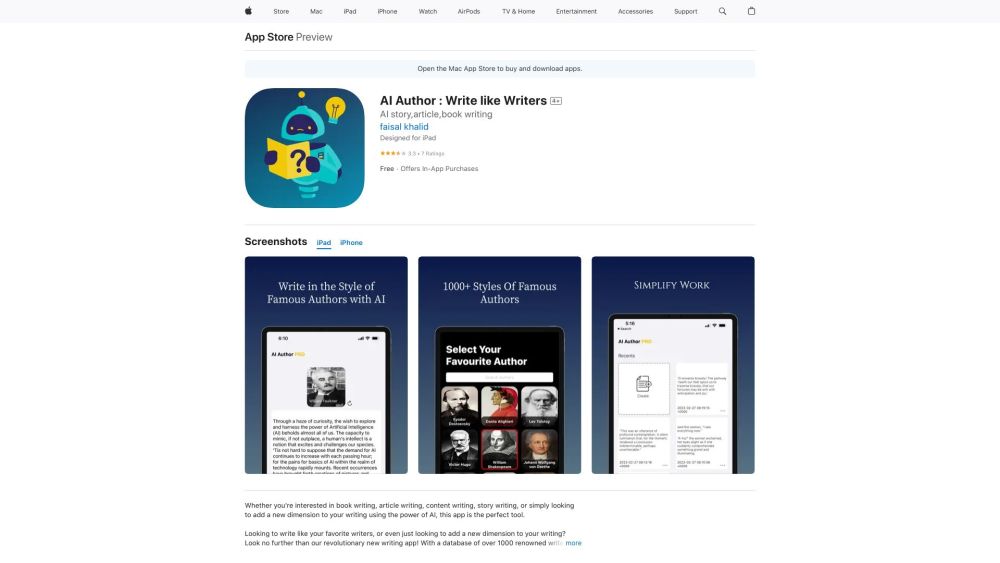 Author Style Website screenshot