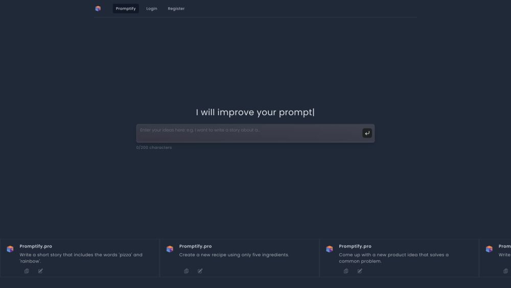 Promptify Website screenshot