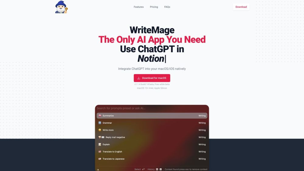 WriteMage Website screenshot