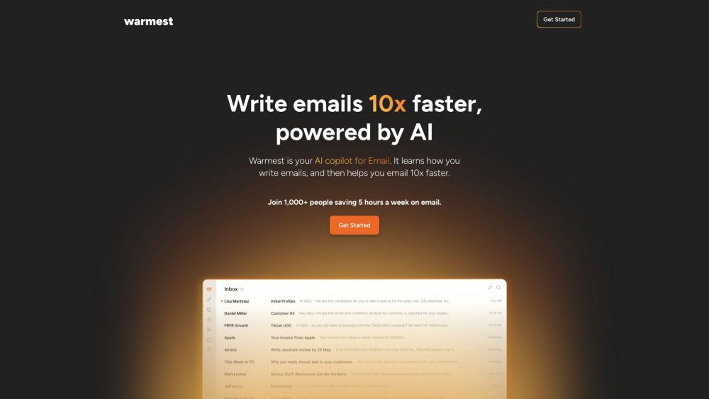 Warmest.ai Website screenshot