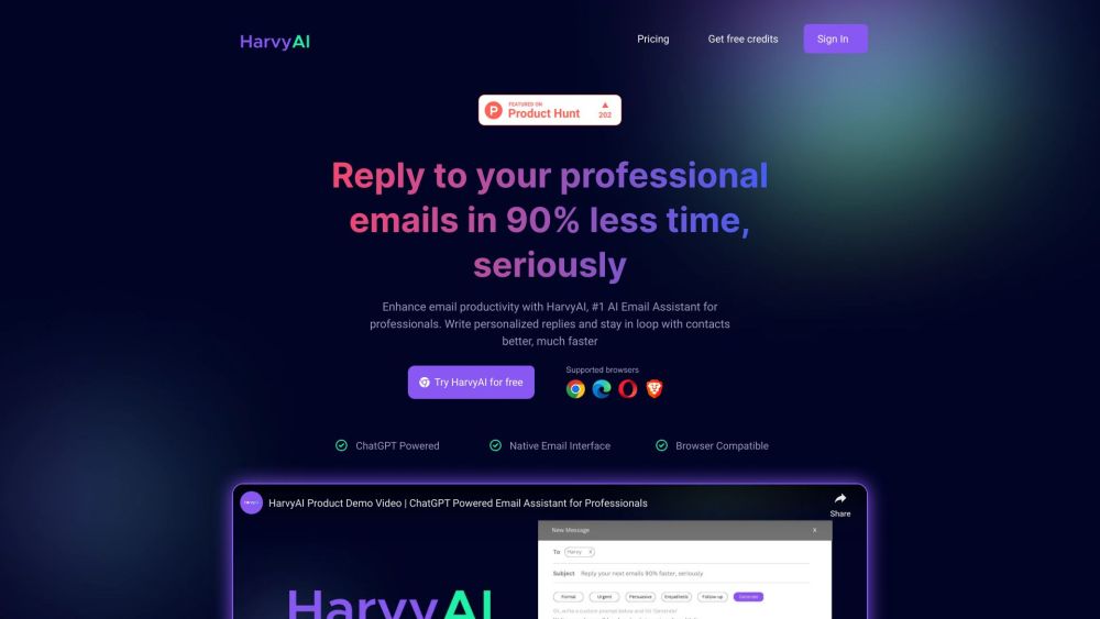 HarvyAI Website screenshot