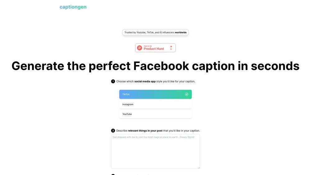 Caption Generator Website screenshot