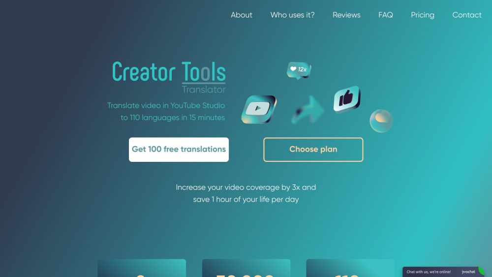 Creator Tools Translator Website screenshot