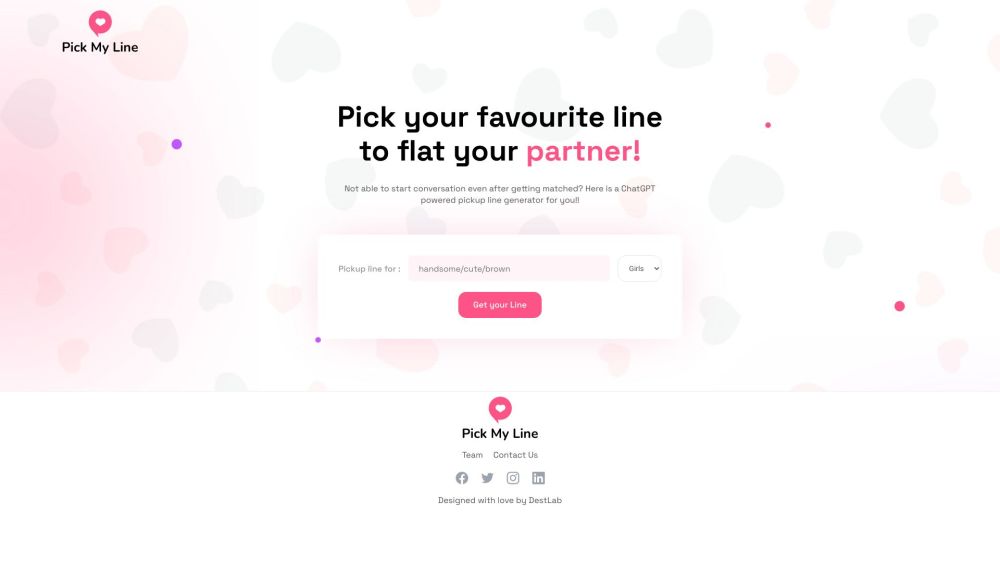 Pickmyline Website screenshot