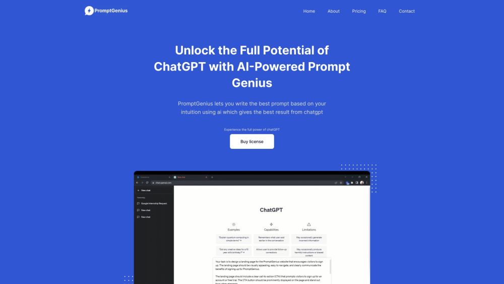 PromptGenius Website screenshot