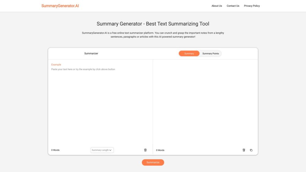 SummaryGenerator.AI Website screenshot