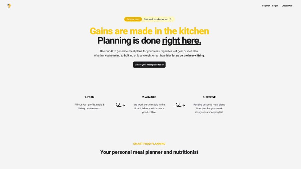 Mealmind Website screenshot