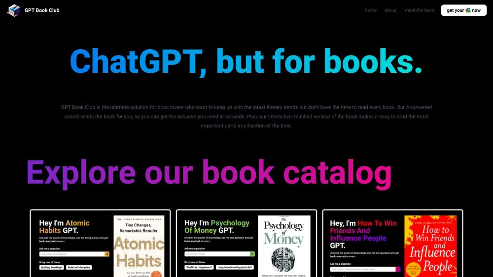 GPT Book Club Website screenshot