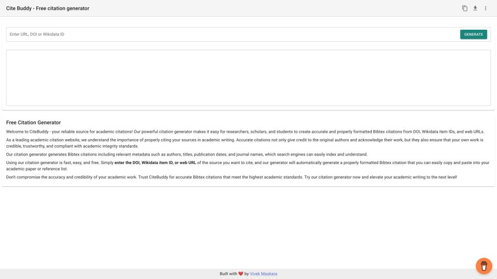 Cite Buddy Website screenshot