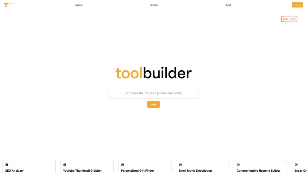 Toolbuilder Website screenshot