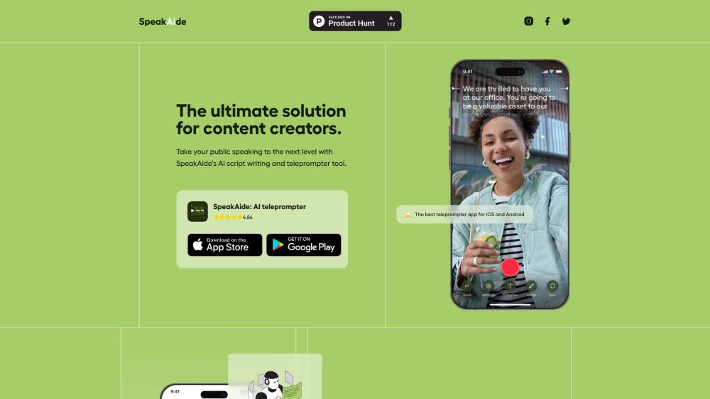 SpeakAide - AI Teleprompter Website screenshot