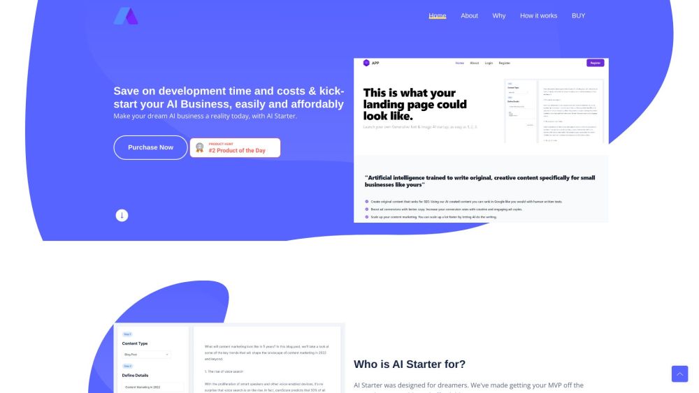 Generative AI SaaS Website screenshot