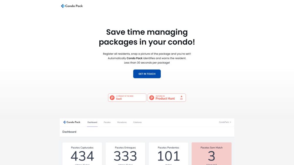 Condo Pack - Smart package management for condominiums Website screenshot