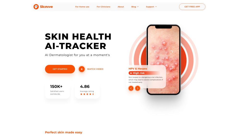 Skinive: SkinCare & Health App Website screenshot