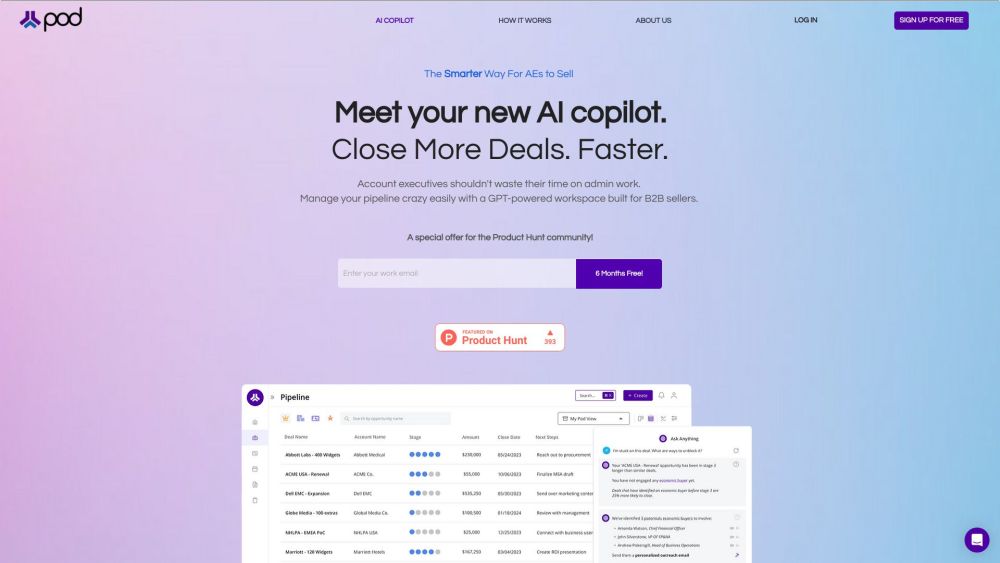 Pod - The AI Copilot for B2B Sellers Website screenshot