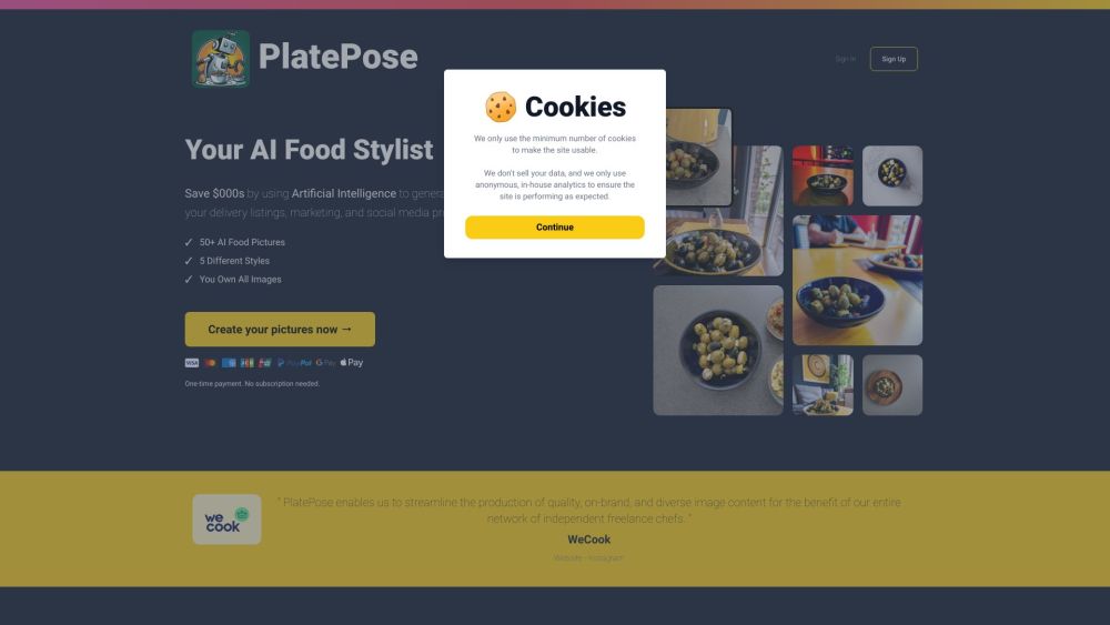 PlatePose Website screenshot