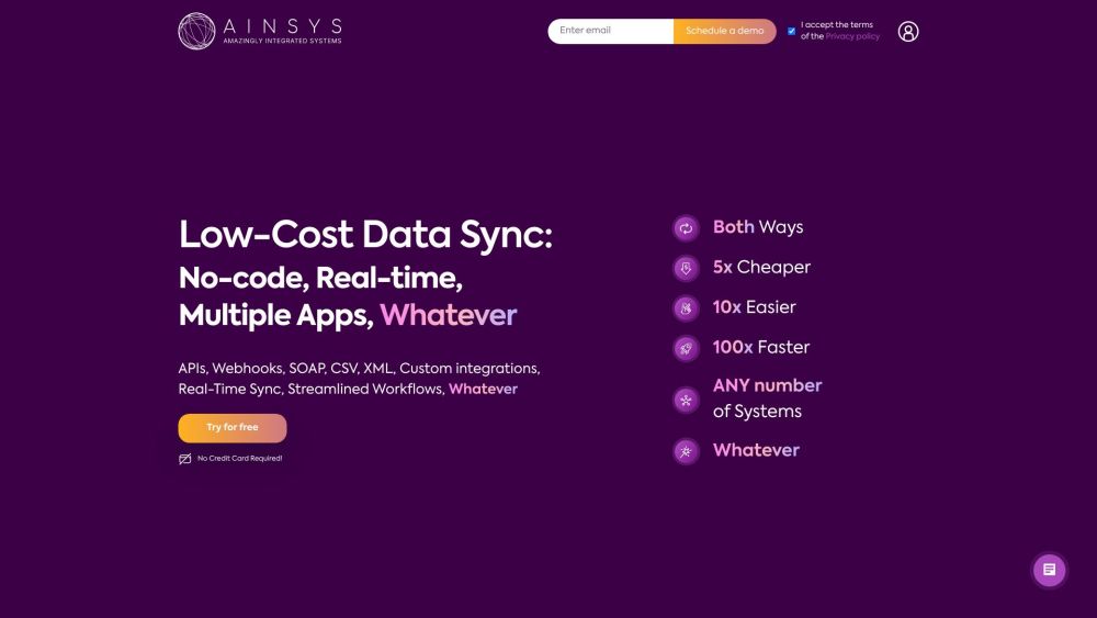 Ainsys Website screenshot