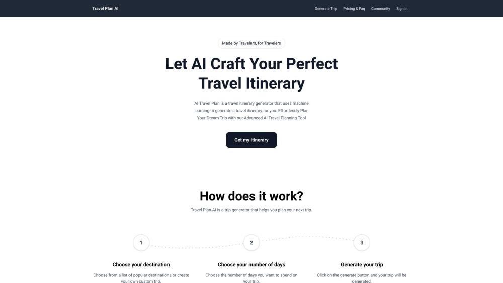 AI Travel Plan Website screenshot