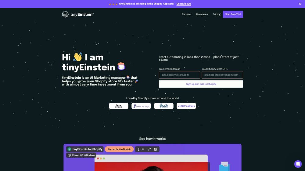 tinyEinstein Website screenshot