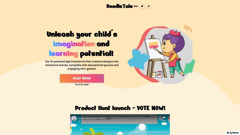 DoodleTale Website screenshot