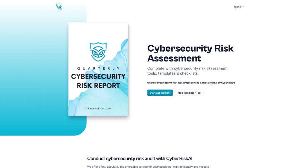 CyberRiskAI Website screenshot