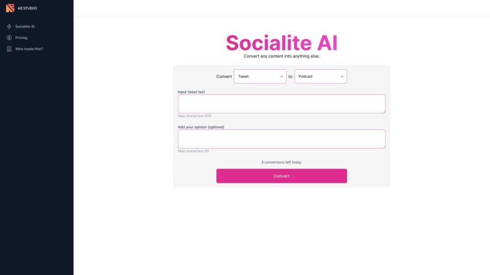 Socialite AI Website screenshot