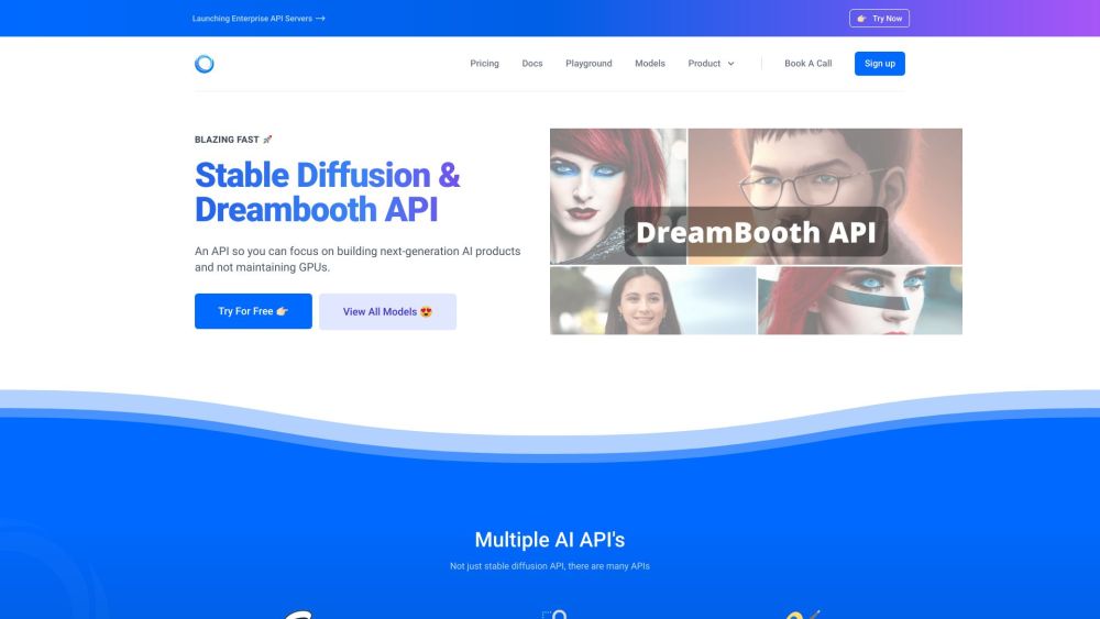 Stable Diffusion & Dreambooth API Website screenshot