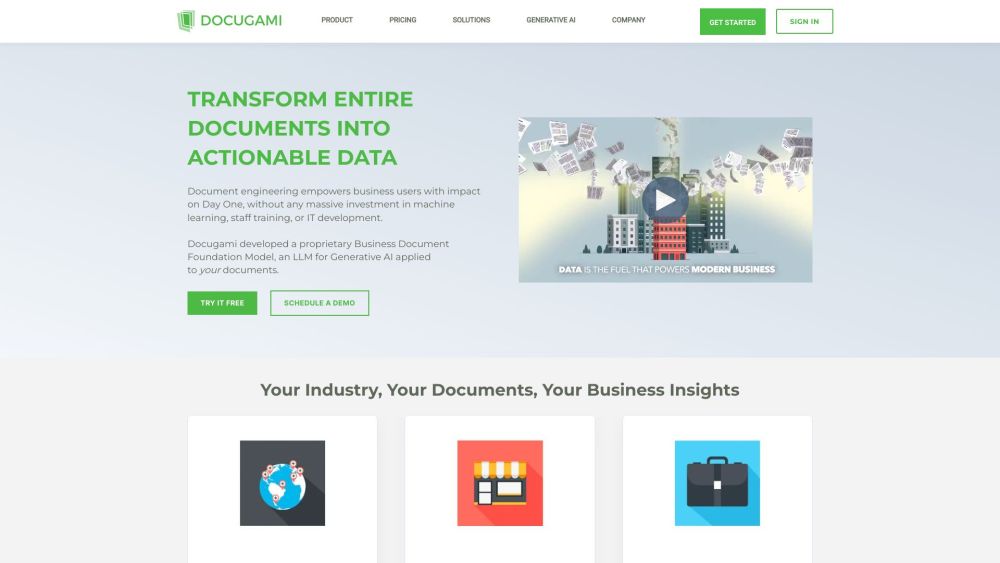 Docugami Website screenshot