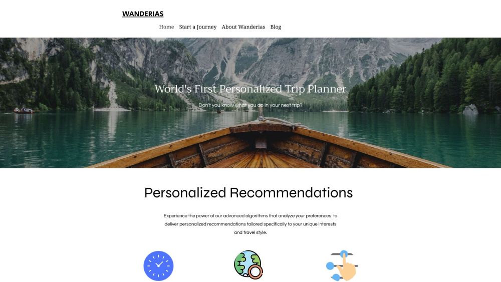 Wanderias Website screenshot