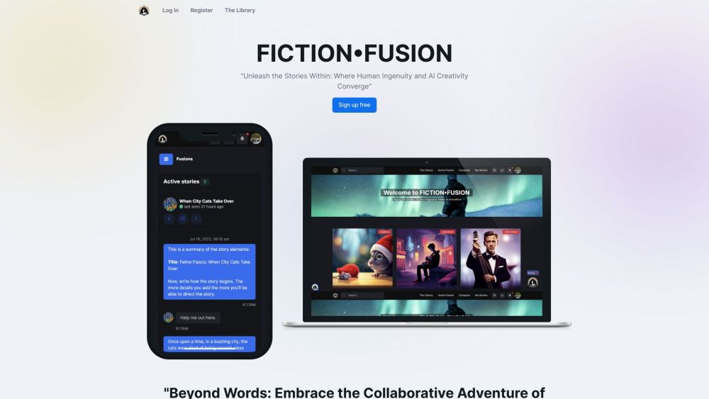 Fiction Fusion - Unleash the Stories Within Website screenshot