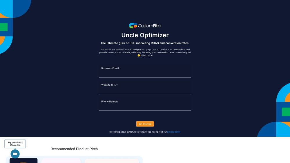 Uncle Optimizer D2C Landing Page Analyzer Website screenshot