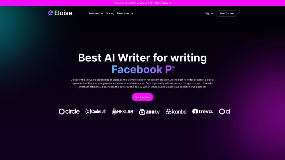 Eloise AI Website screenshot