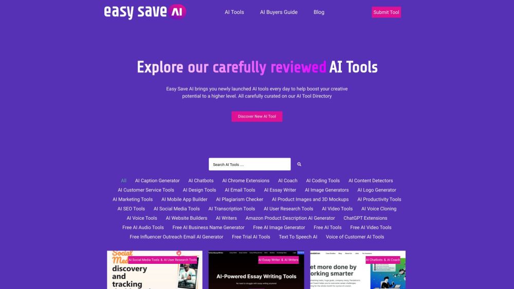 Easy Save AI Website screenshot