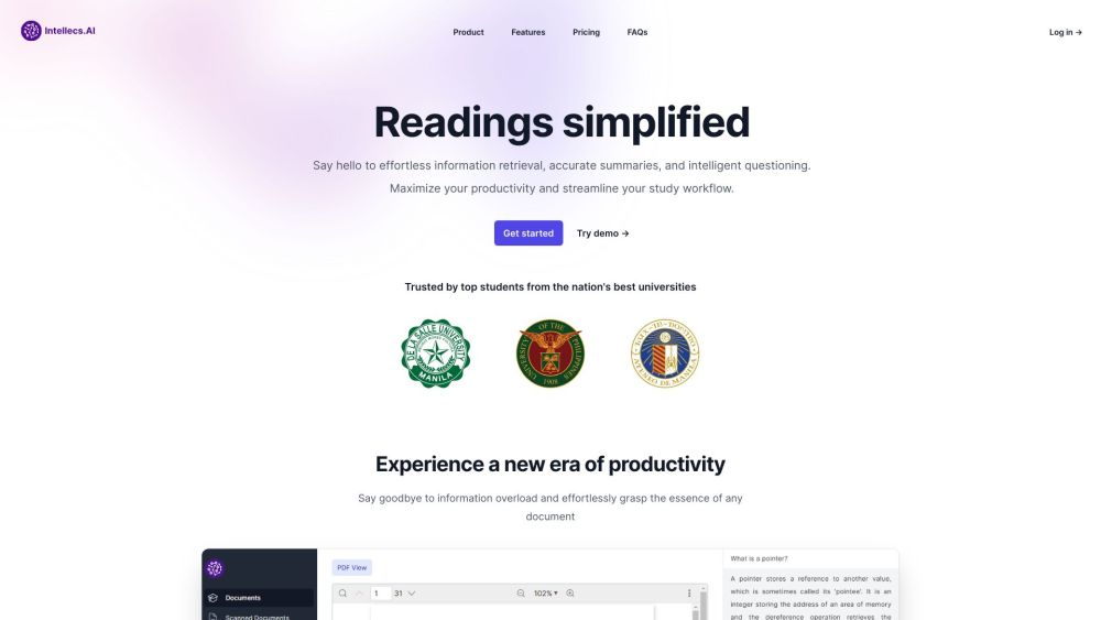 Intellecs.AI Website screenshot