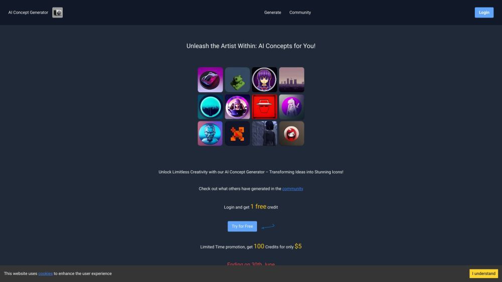 AI Concept Generator Website screenshot