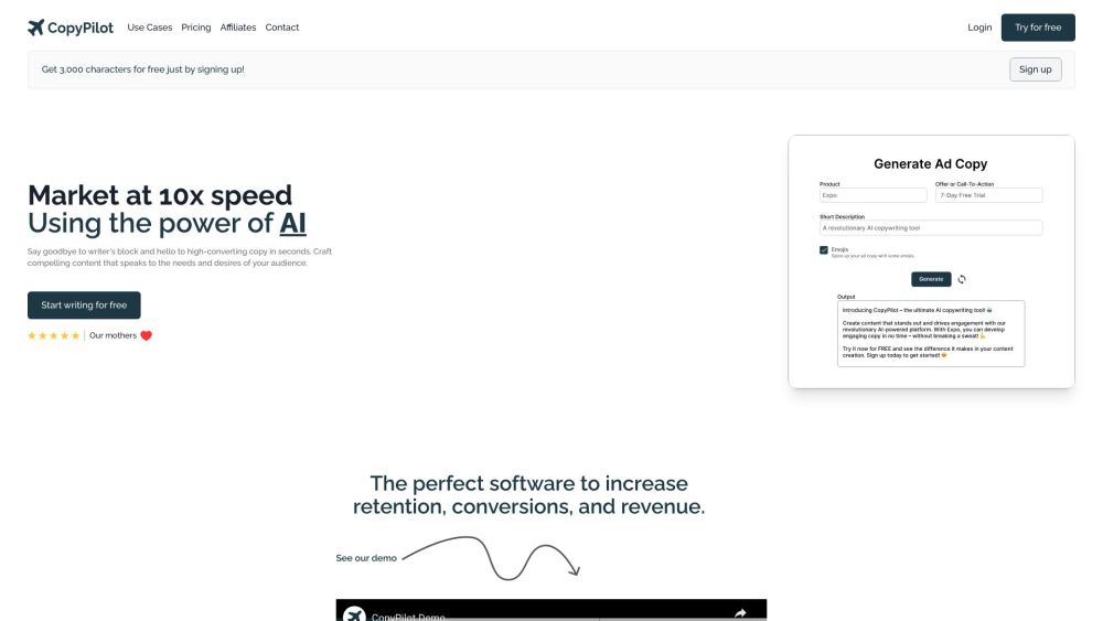 CopyPilot Website screenshot