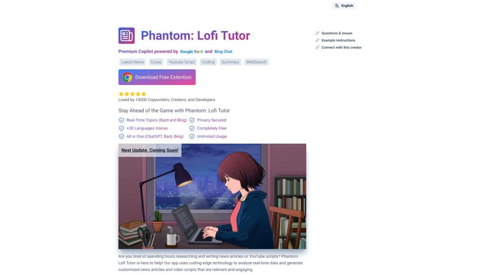 ChatGPT Phantom Website screenshot