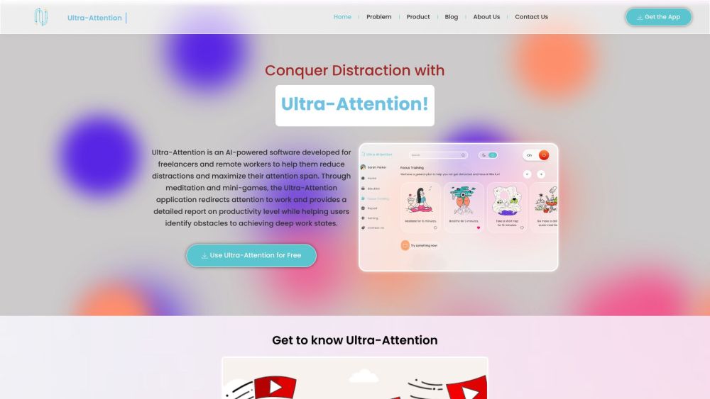 Ultra-Attention Website screenshot