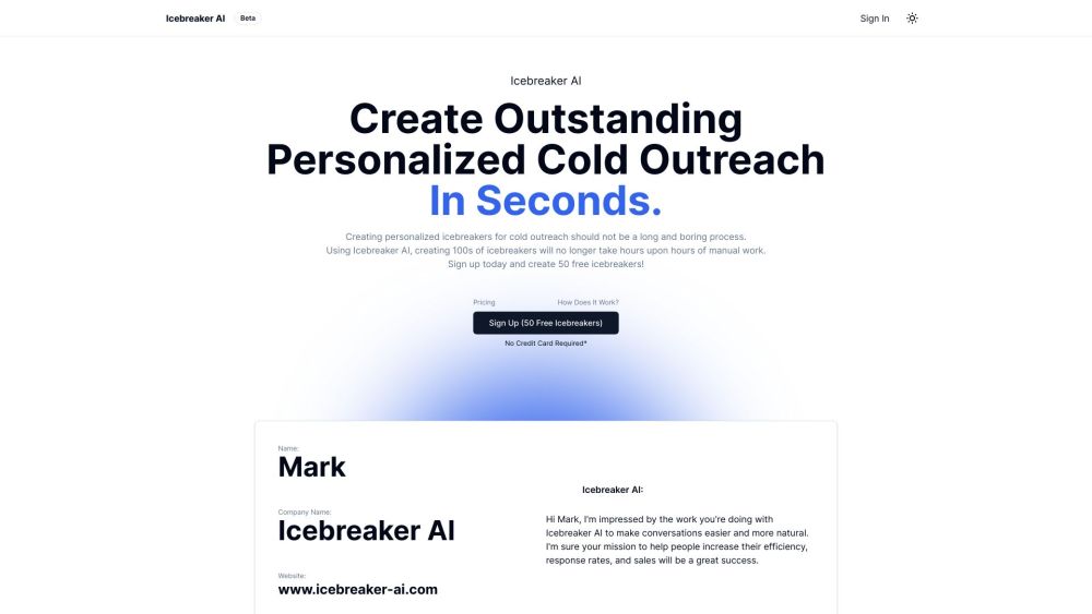 Icebreaker AI Website screenshot