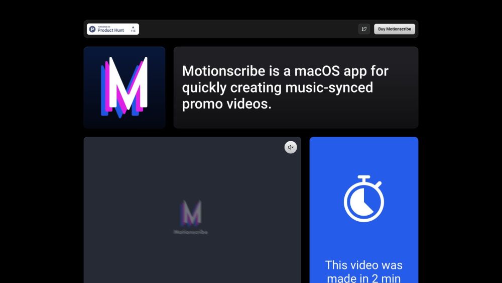 Motionscribe Website screenshot